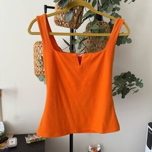 Reformation Orange Fitted Cut Out Tank Top